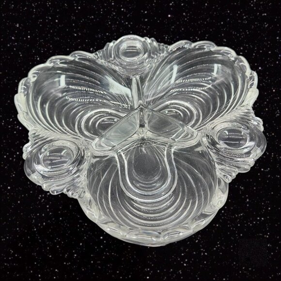 Cambridge Glass 3 Compartment Relish Dish Trefoil Caprice Clear Scalloped 7.5"W - Picture 13 of 13